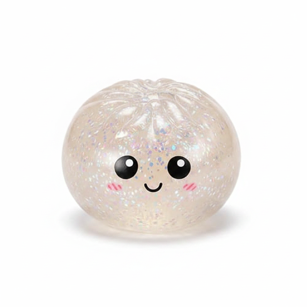Glitter Dumpling Squishy Toy on white background